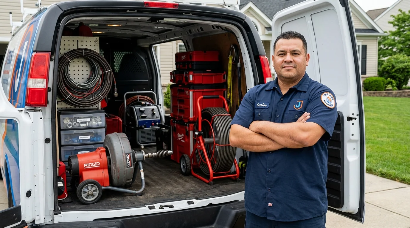 Professional drain cleaning equipment and Johns Plumbing LLC plumber in Mankato