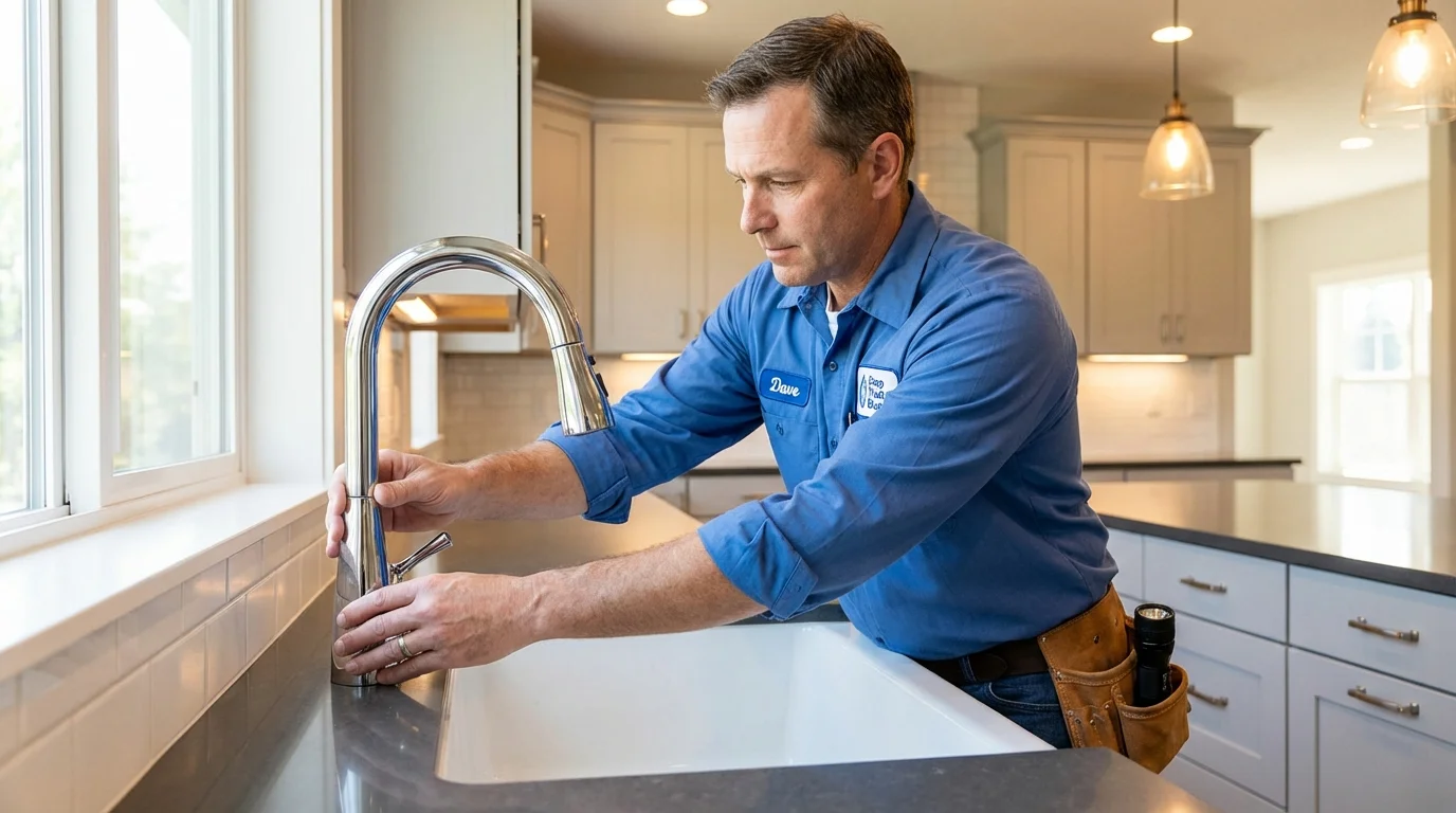 Kitchen faucet installation by Johns Plumbing LLC in Mankato