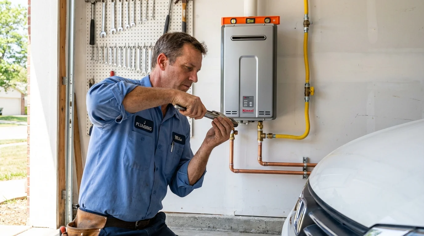 Tankless water heater installation by a Johns Plumbing LLC plumber in Mankato